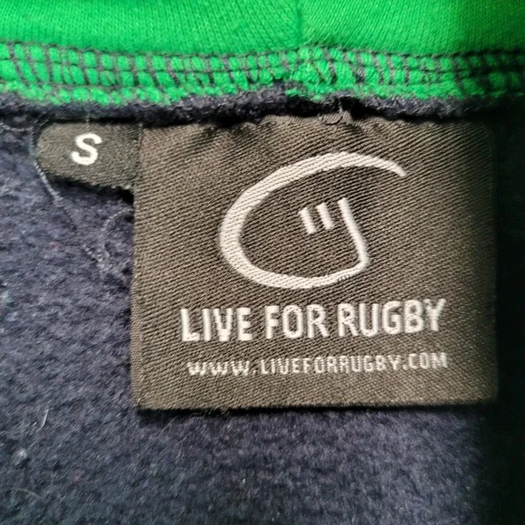 Live For Rugby Ireland Hoodie Navy Blue Quarter Zip Pullover Mens Small - Picture 3 of 6